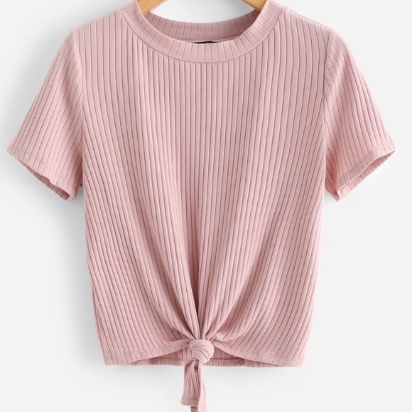 WILA Tops - Ribbed Crop Top Knotted Hem Tee
